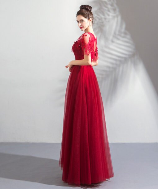 red formal dress long 0800-05