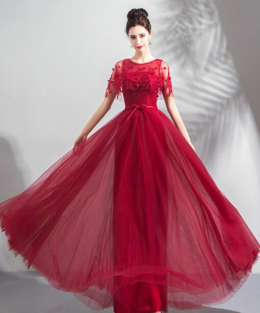red formal dress long 0800-06
