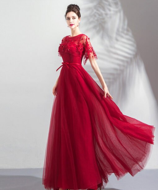 red formal dress long 0800-07