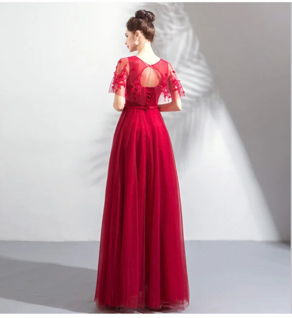 red formal dress long 0800-09
