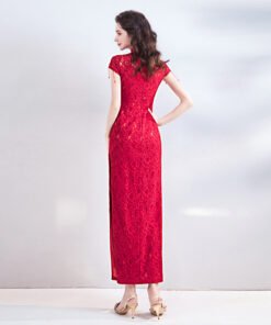 red lace formal dress 0802-02