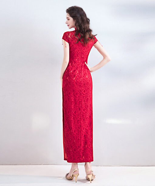 red lace formal dress 0802-02