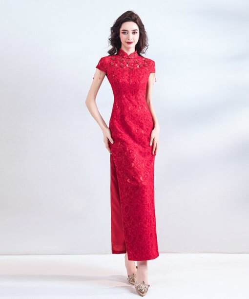 red lace formal dress 0802-04