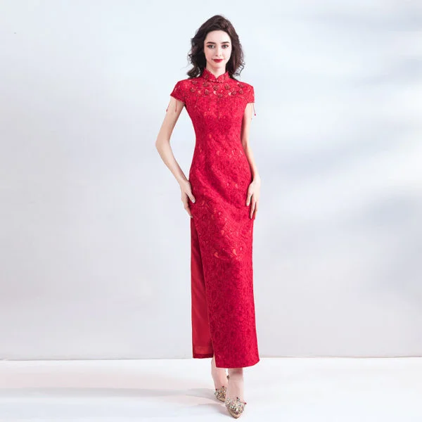 red lace formal dress 0802-04