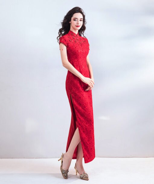 red lace formal dress 0802-05