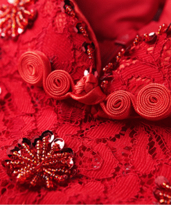 red lace formal dress 0802-07