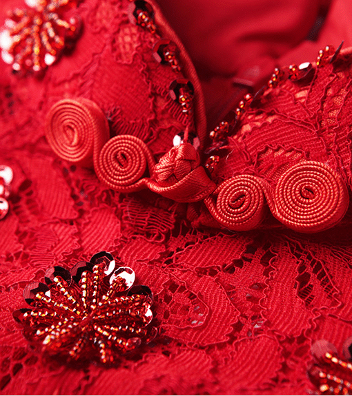 red lace formal dress 0802-07