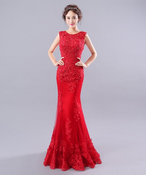 red long evening dress-0858-02