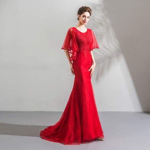 red mermaid prom dress-0821-07