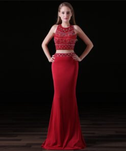 red two piece prom dress-0827-03