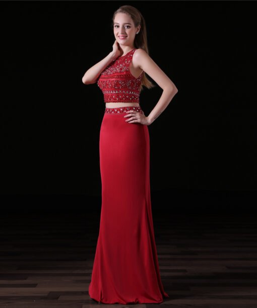 red two piece prom dress-0827-05