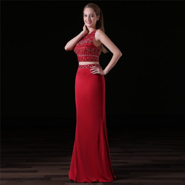 red two piece prom dress-0827-05