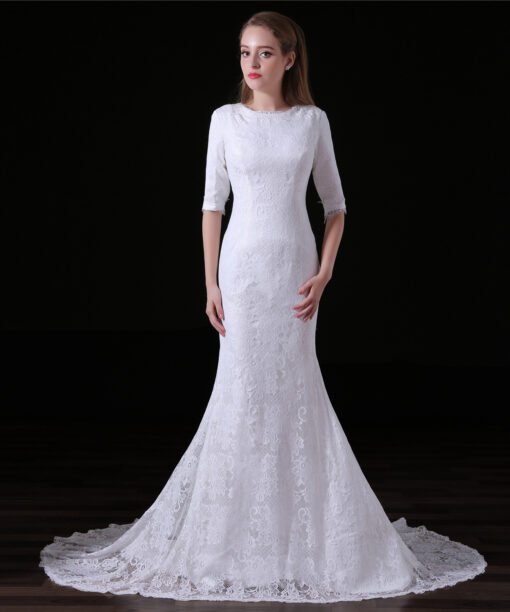 simple mermaid wedding dress-0831-01