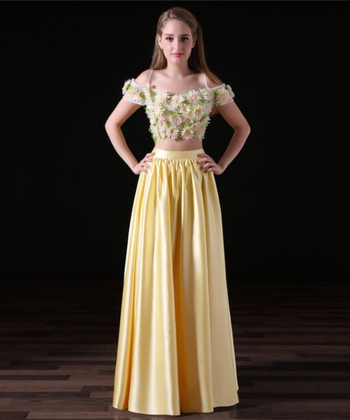 yellow two piece prom dress-0826-01