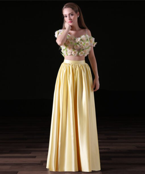 yellow two piece prom dress-0826-02
