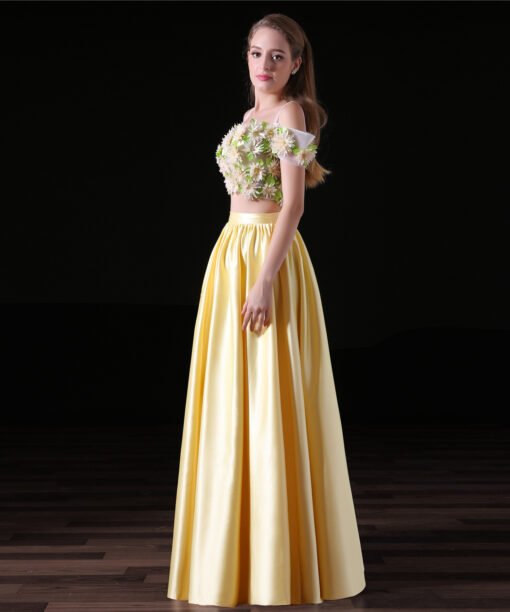 yellow two piece prom dress-0826-03