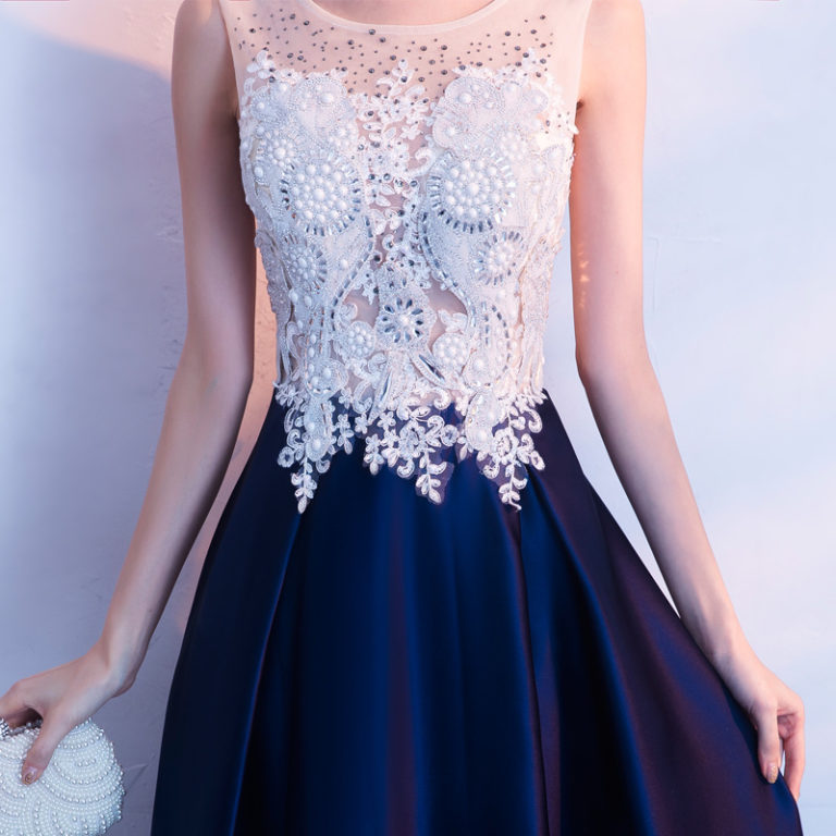 Blue And White Prom Dress A Line Plus Size Formal Dress — free download