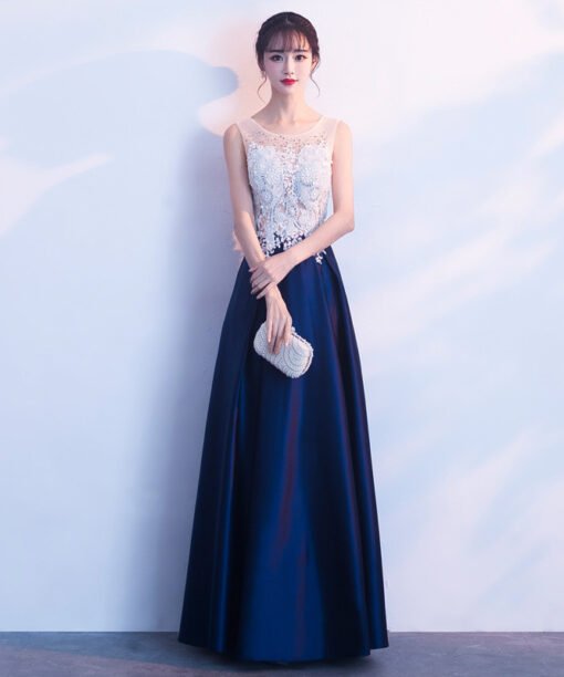 blue and white prom dress-0864-05