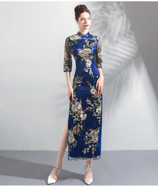 blue chinese dress 0899-03
