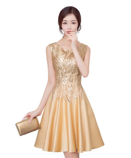 gold cocktail dress -0878-01