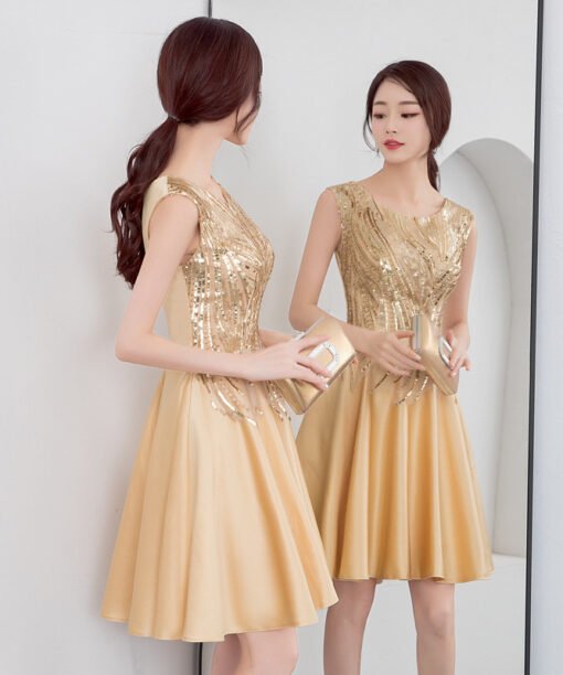 gold cocktail dress -0878-05