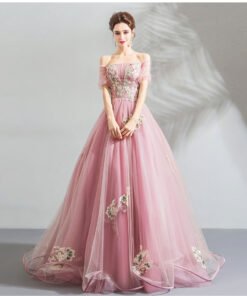 long pink prom dress-0895-03