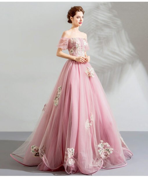 long pink prom dress-0895-05