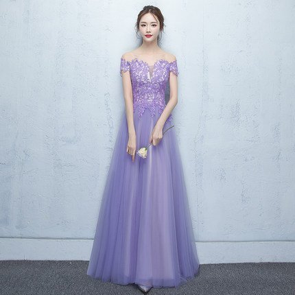 purple lace prom dress