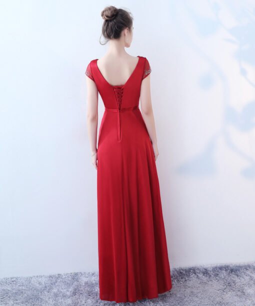 red long party dress-0866-02