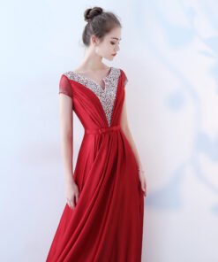 red long party dress-0866-03