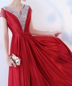 red long party dress-0866-05