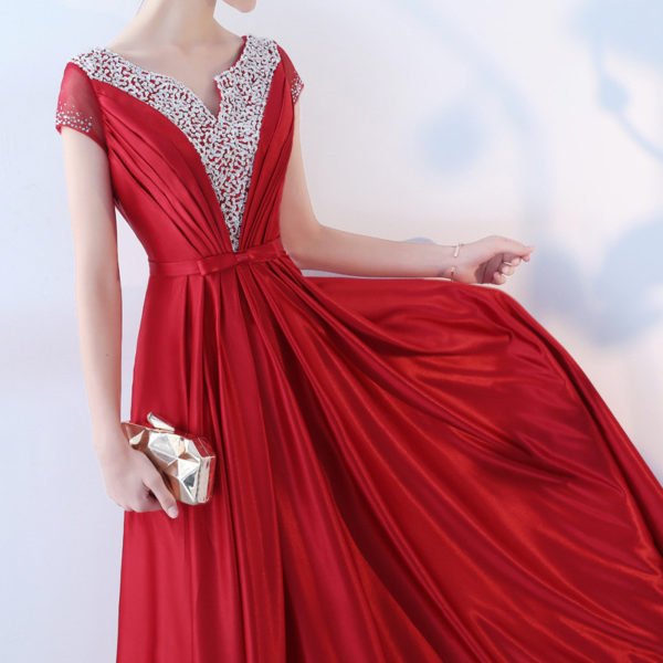 red long party dress-0866-05
