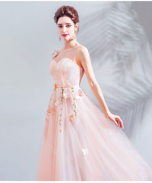 tea length pink prom dress-0893-07