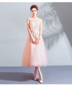 tea length pink prom dress-0893-06