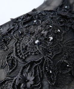 v neck black cocktail dress-0885-03