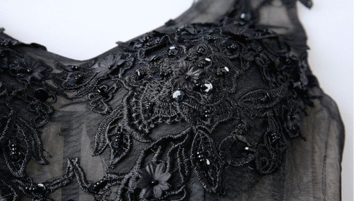 v neck black cocktail dress-0885-03