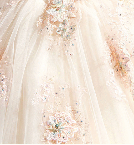 white and champagne wedding dress 0904-04