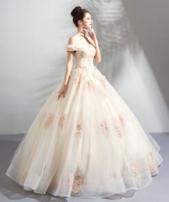white and champagne wedding dress 0904-06