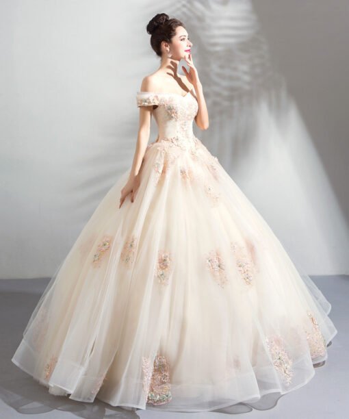 white and champagne wedding dress 0904-06