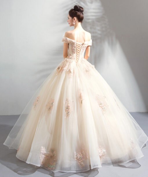 white and champagne wedding dress 0904-08