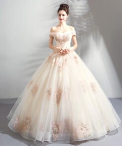 white and champagne wedding dress 0904-09