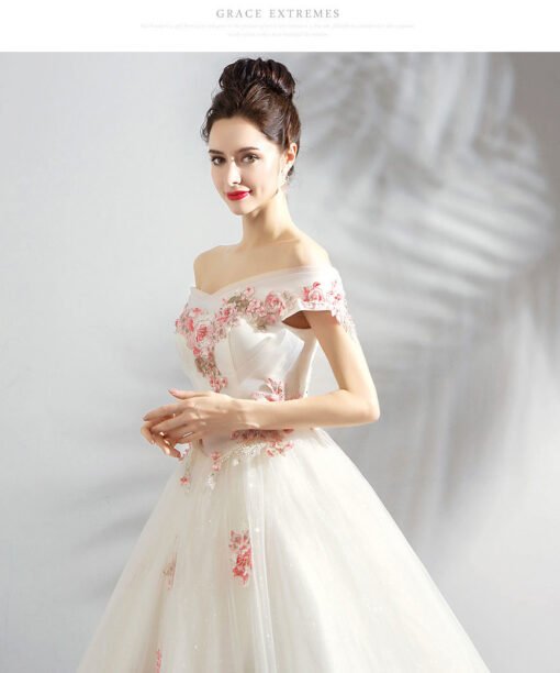 white and pink wedding dress 0897-04