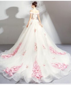 white and pink wedding dress 0897-05