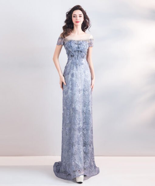 grey mermaid dress 0917-06