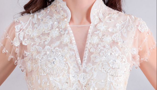 high neck wedding dress 0915-01