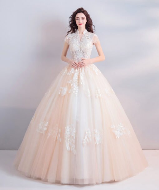 high neck wedding dress 0915-03