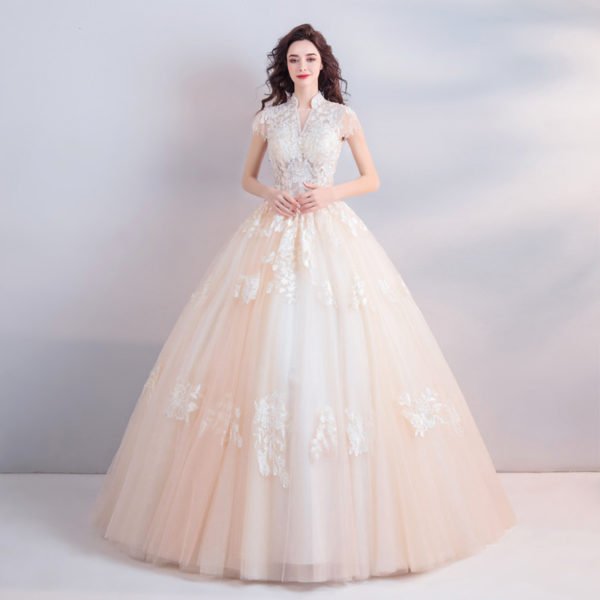 high neck wedding dress 0915-03