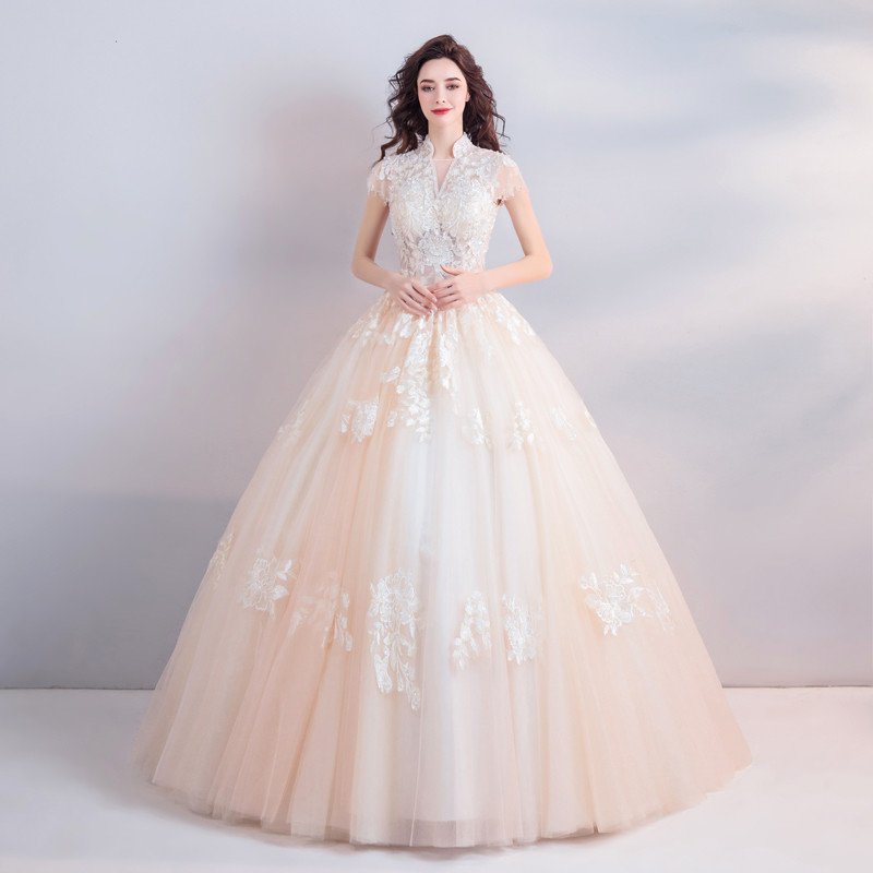 High Neck Wedding Dress Lace Ball Gown Bridal Dress Sale