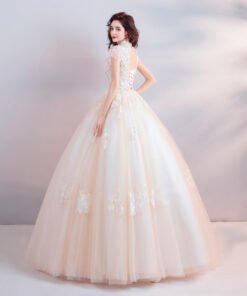 high neck wedding dress 0915-04