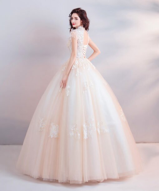 high neck wedding dress 0915-04